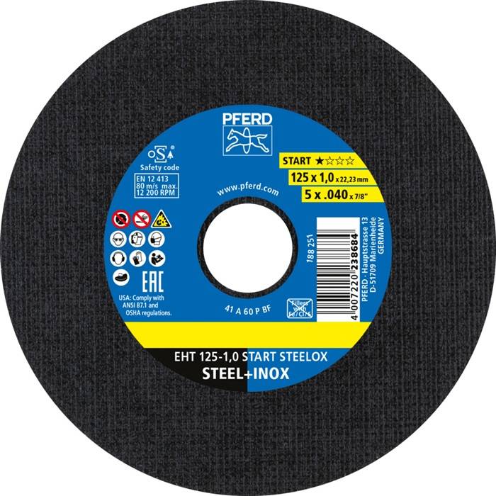 Trennscheibe STEELOX BOX D125x1mm ger.INOX Bohr.22,23mm Box á 25 St.PFERD