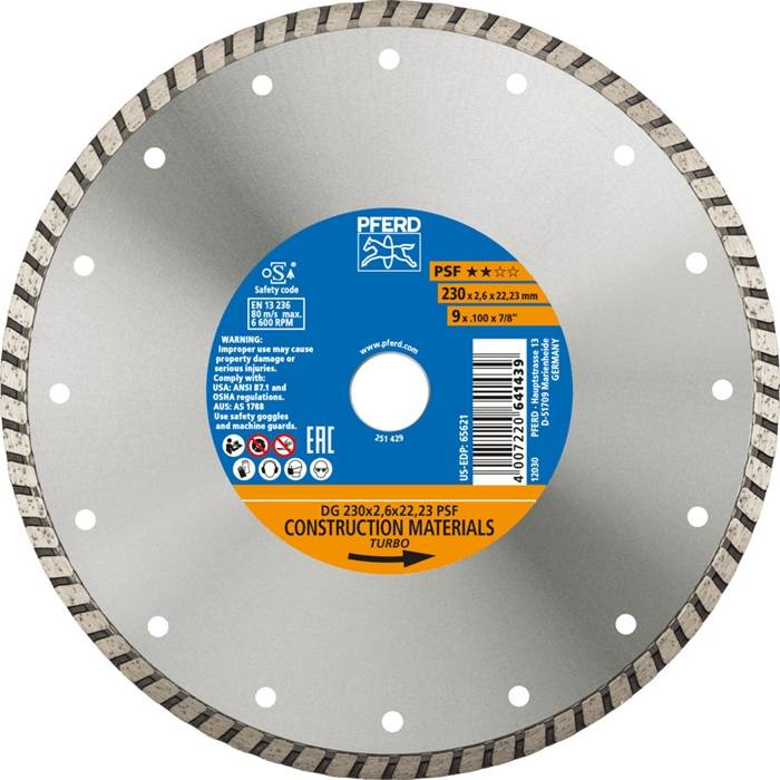 Diamant-Trennschleifscheibe D.230mm Bohr.22,23mm 7mm PFERD