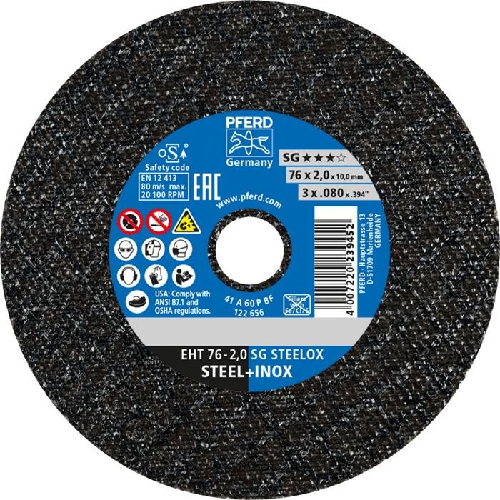 Trennscheibe SG STEELOX D.76mm Scheibenstärke 2,1mm ger.Korund Bohr.10mm PFERD