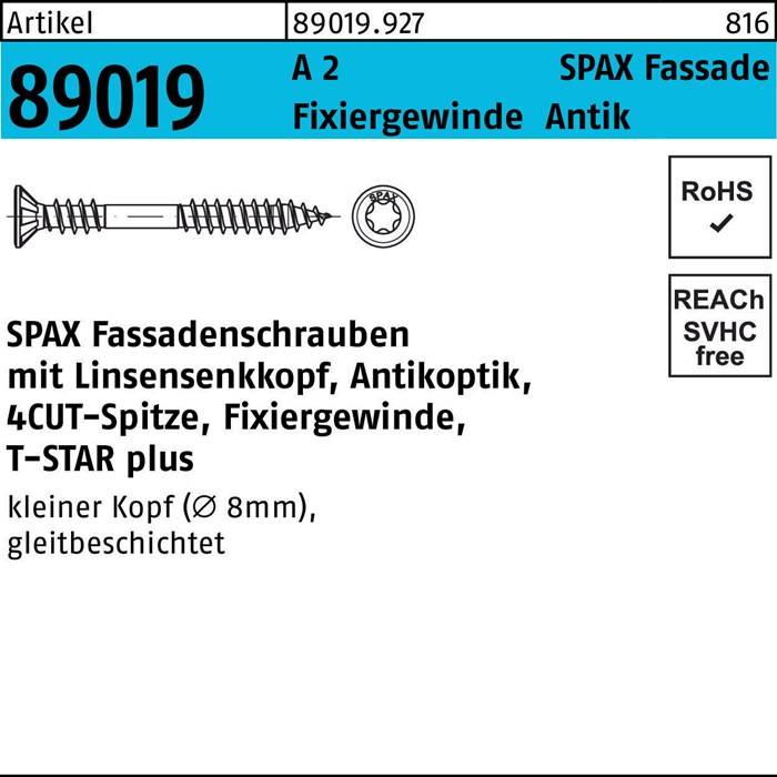 Fassadenschraube R 89019 Liko T-STAR 4,5x 60/26-T A 2 antikfarben 100St. SPAX