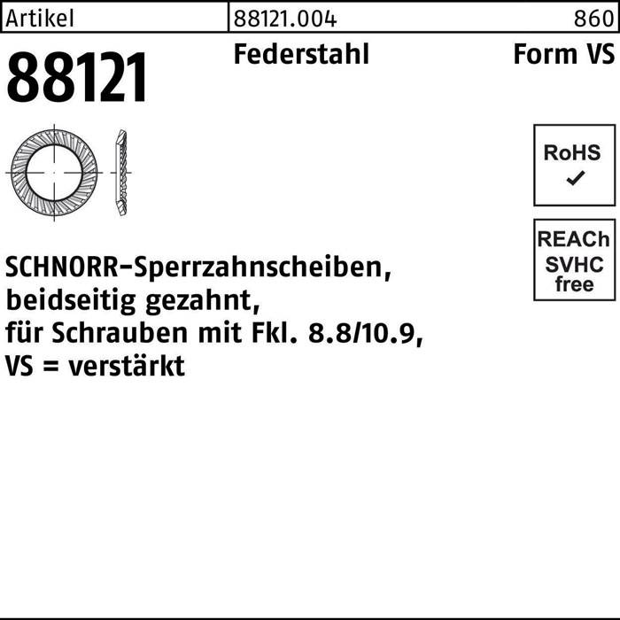 Sperrzahnscheibe R 88121 beids.gez. VS 20x30x2 Federstahl 100St. SCHNORR