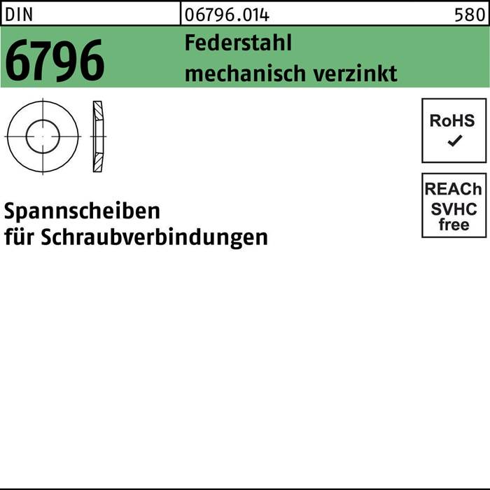 Spannscheibe DIN 6796 10x23x2,5 Federstahl mech.verz. 500 Stück