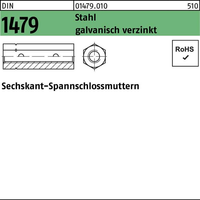 Sechskantspannschlossmutter DIN 1479 M10 Stahl galv.verz. 10 Stück