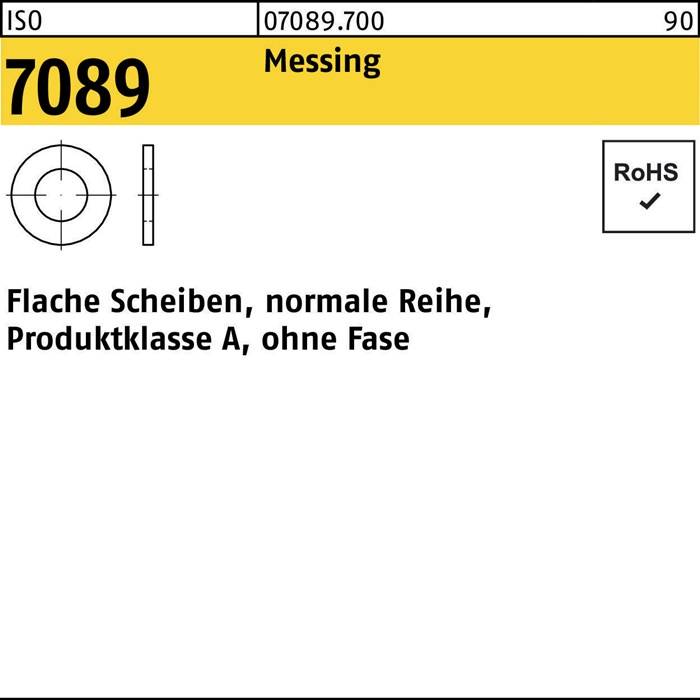 Unterlegscheibe ISO 7089 o.Fase 2 Messing 100 Stück