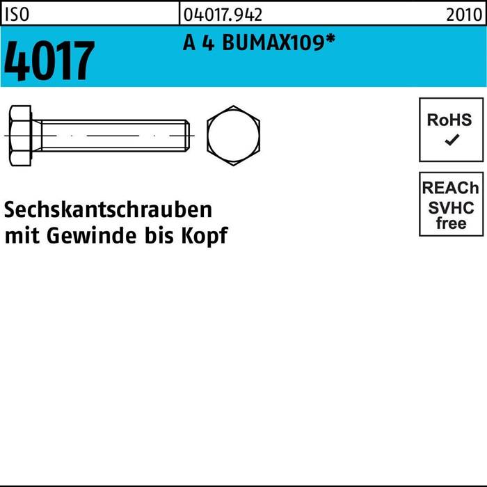 Sechskantschraube ISO 4017 VG M10x30 A 4 BUMAX109 50 Stück BUFAB