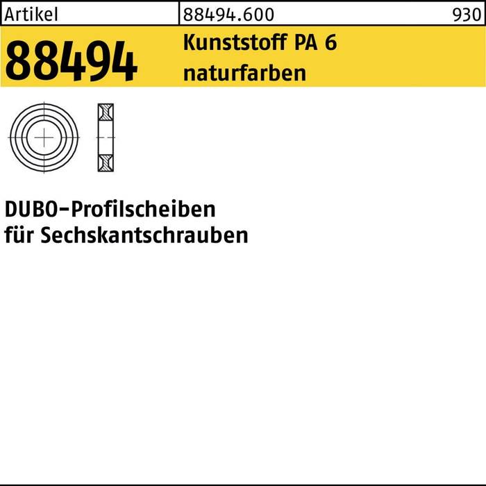 Profilscheibe R 88494 f.6-ktschrauben 198 - M3x 2,2 PA 6 natur 100 Stück DUBO