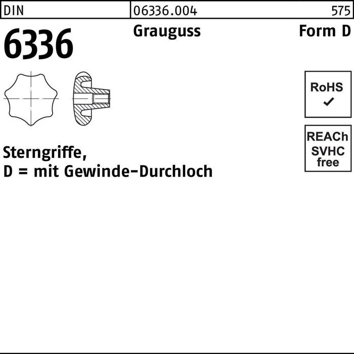 Sterngriff DIN 6336 FormD D 40 M8 Grauguss 10 Stück