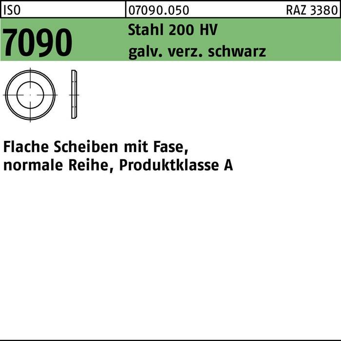 Unterlegscheibe ISO 7090 Fase 4 Stahl 200 HV galv.verz. sw 1000St.