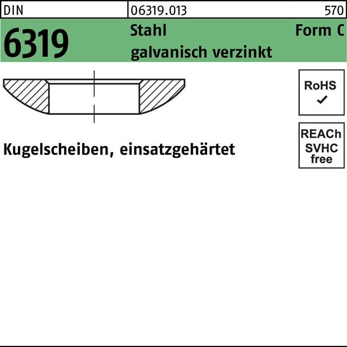 Kugelscheibe DIN 6319 FormC C 17x30x5,3 Stahl galv.verz. 25 Stück