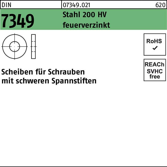 Scheibe DIN 7349 10,5x25x4 Stahl 200HV feuerverz. 100 Stück