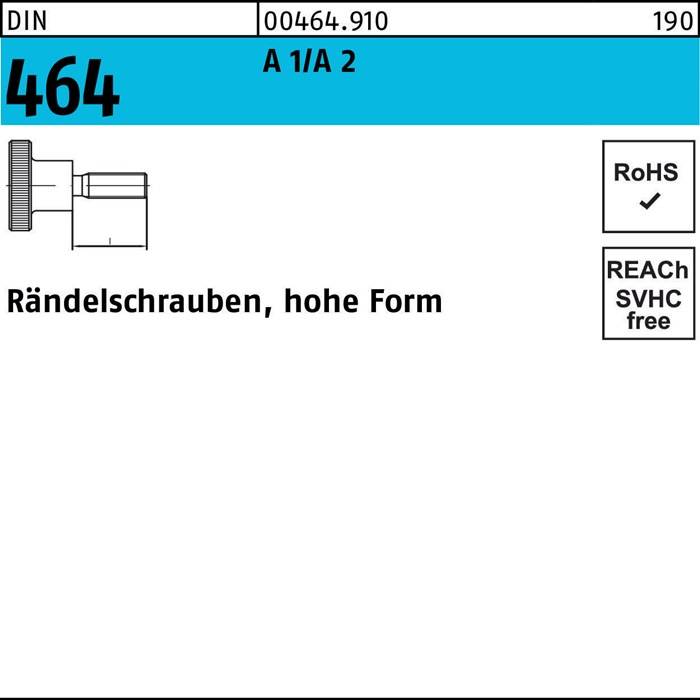 Rändelschraube DIN 464 hohe FormM3x12 A 1/A 2 25 Stück
