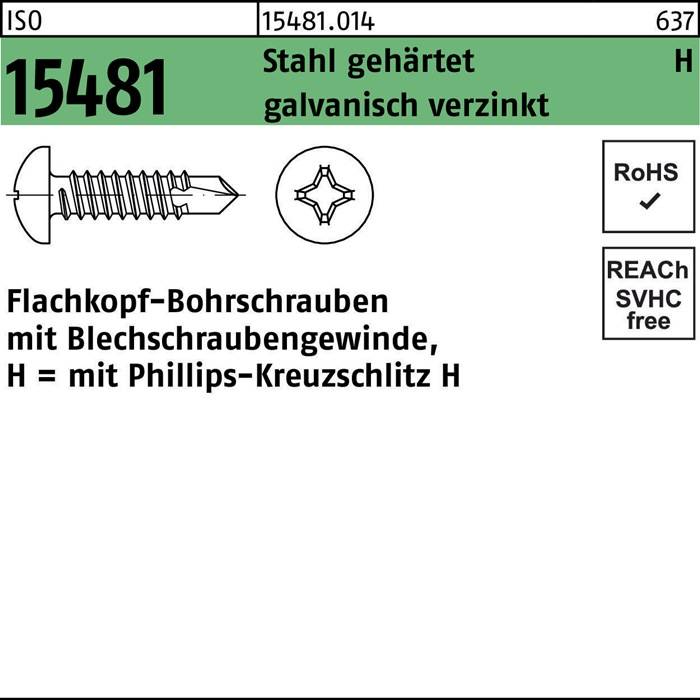 FLAKObohrschraube ISO 15481 PH ST 4,8x32-H Stahl gehärtet galv.verz. 500St.