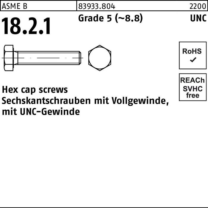Sechskantschraube R 83933 UNC-Gewinde VG 1 1/2x2 1/2 Grade 5 (~8.8) 1 Stück