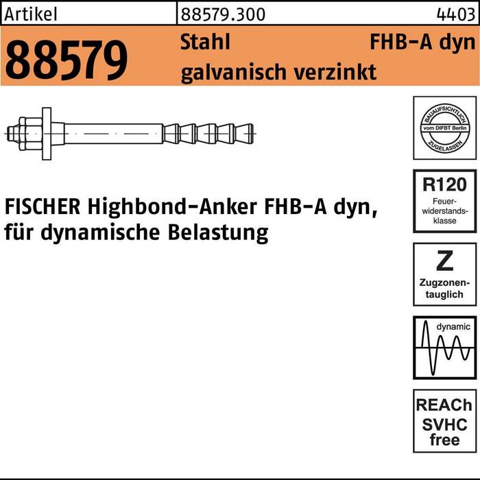 Highbond-Anker R 88579 dyn 12x100/25 Stahl galvanisch verzinkt 10 Stück FISCHER