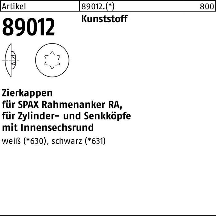 Kappe R 89012 sw Ku. sw 500 Stück SPAX
