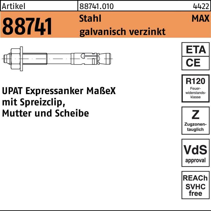 Expressanker R 88741 MAx10/80/165 Stahl galv.verz. 40 Stück UPAT