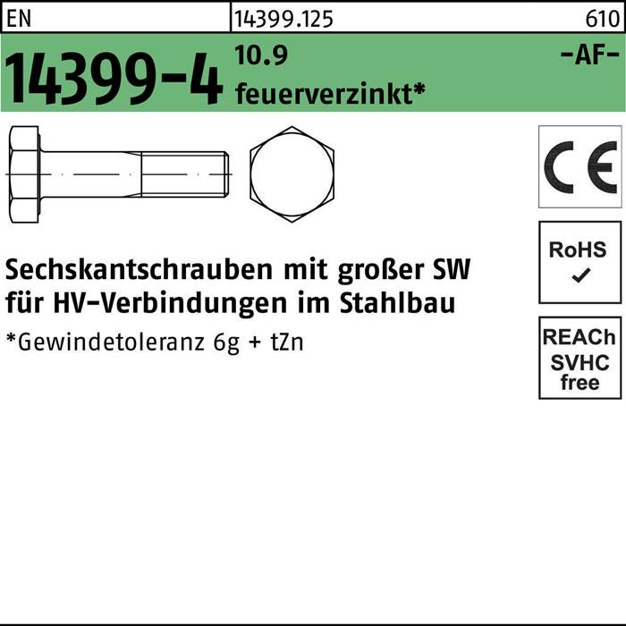 Sechskantschraube EN 14399-4 M12x 100 10.9 feuerverz. 1 Stück FRIEDBERG