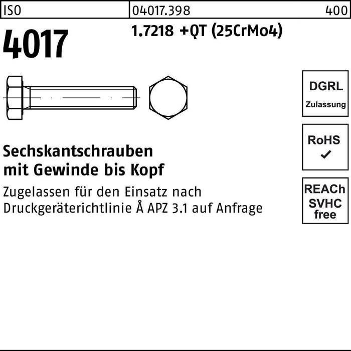 Sechskantschraube ISO 4017 VG M12x 100 1.7218 +QT (25CrMo4) 50 Stück