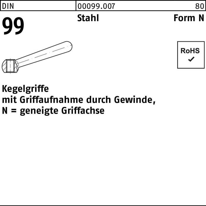 Kegelgriff DIN 99 N 50 M6 Stahl geneigte Griffachse 10 Stück