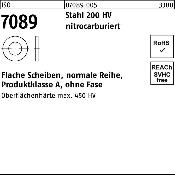 Unterlegscheibe ISO 7089 o.Fase 12 Stahl 200 HV nitrocarburiert 500 Stück