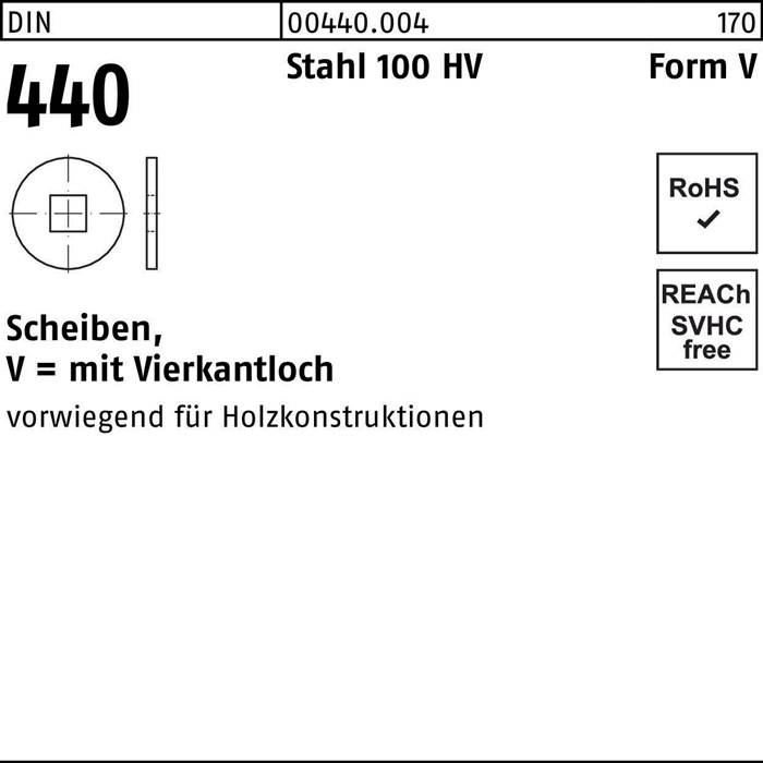 Scheibe DIN 440/ISO 7094 FormV V 11x34x3 Stahl 100 HV 100 Stück