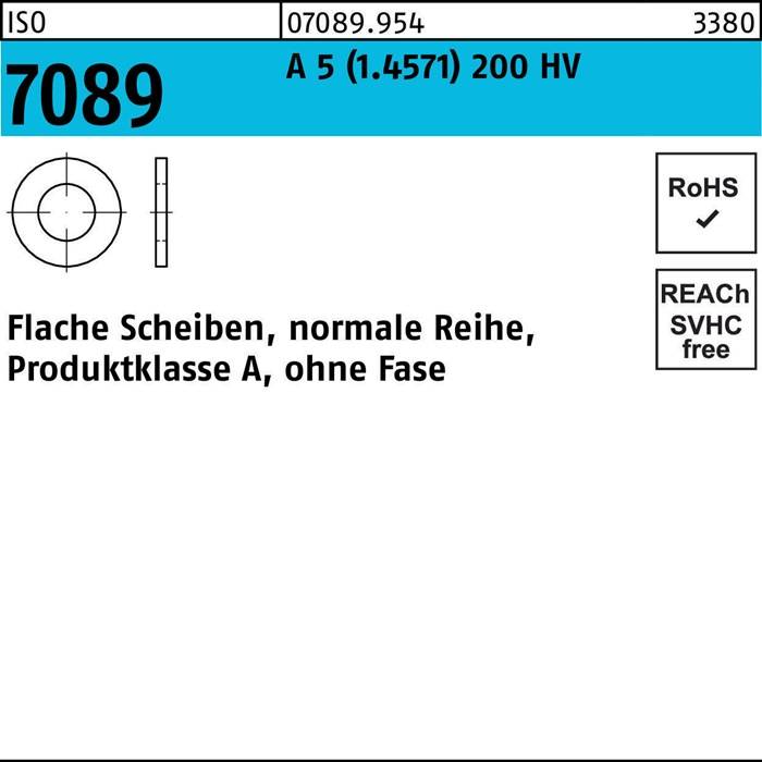 Unterlegscheibe ISO 7089 o.Fase 10 A 5 (1.4571) 200 HV 100 Stück