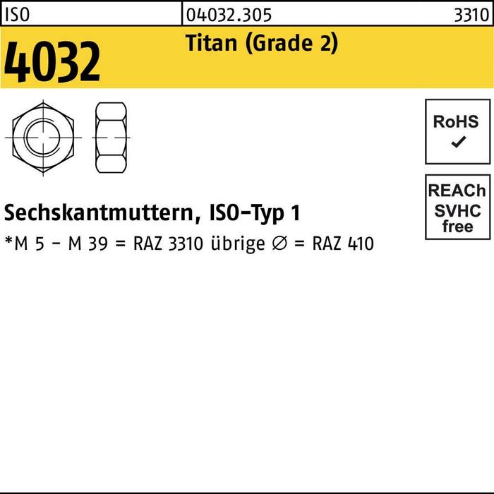 Sechskantmutter ISO 4032 M12 Titan (Grade 2) 25 Stück