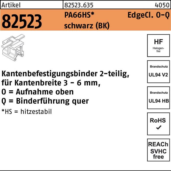 Befestigungsbinder R 82523 Edgecl. 4,6x150/35 PA66HS sw OQ 500St HELLERMANNTYTON