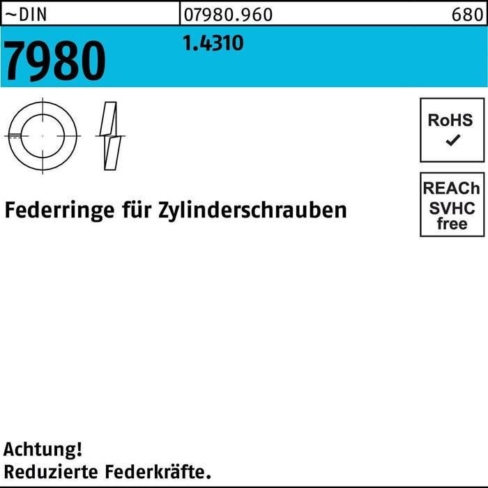 Federring DIN 7980 f.Zylinderschrauben 10 1.4310 100 Stück