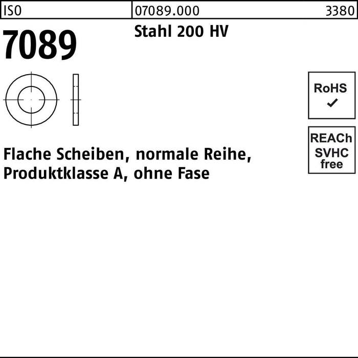 Unterlegscheibe ISO 7089 o.Fase 1,6 Stahl 200 HV 100 Stück