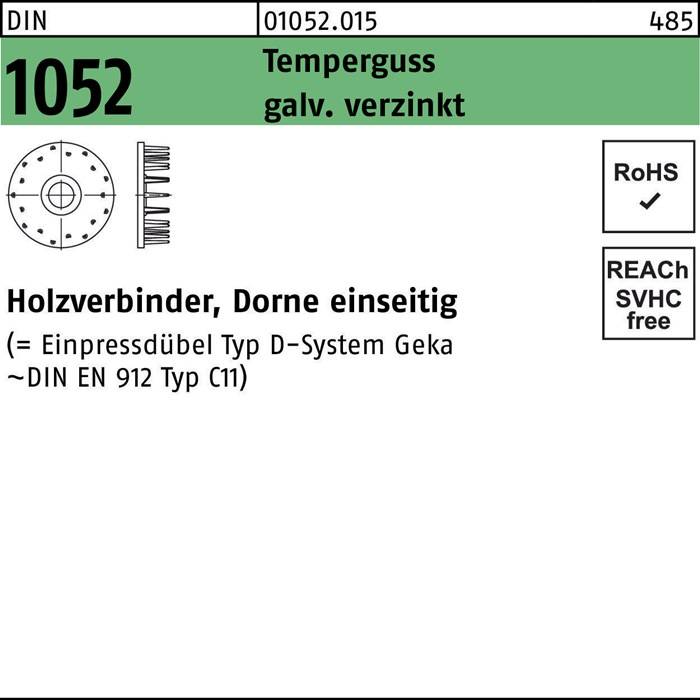 Holzverbinder DIN 1052 einseitig 115x25xM24 Temperguss galv.verz. 50St.