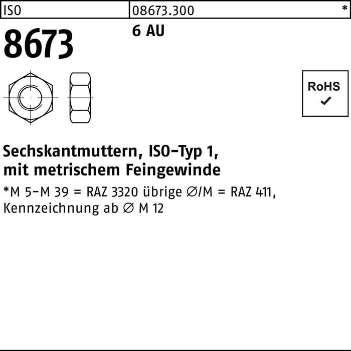 Sechskantmutter ISO 8673 M110x 4 6 Automatenstahl 1 Stück