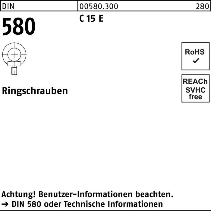 Ringschraube DIN 580 M10 C 15 E 25 Stück