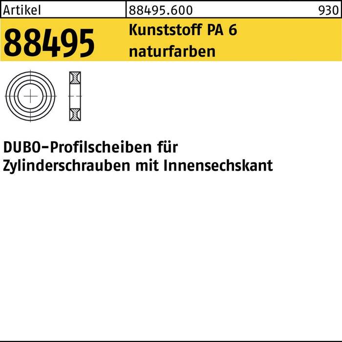 Profilscheibe R 88495 f.Zylinderschrauben 299 - M4x2 PA 6 natur 100 Stück DUBO
