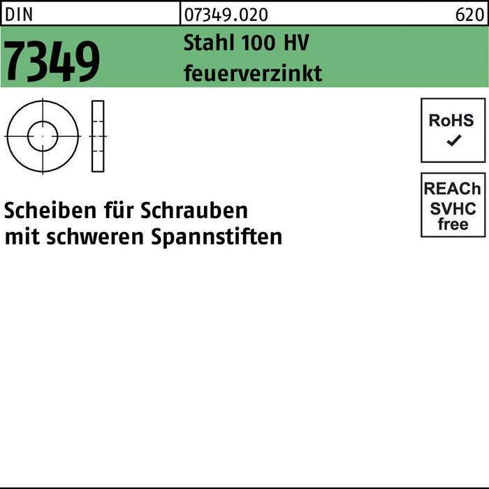 Scheibe DIN 7349 21x44x8 Stahl 100HV feuerverz. 50 Stück