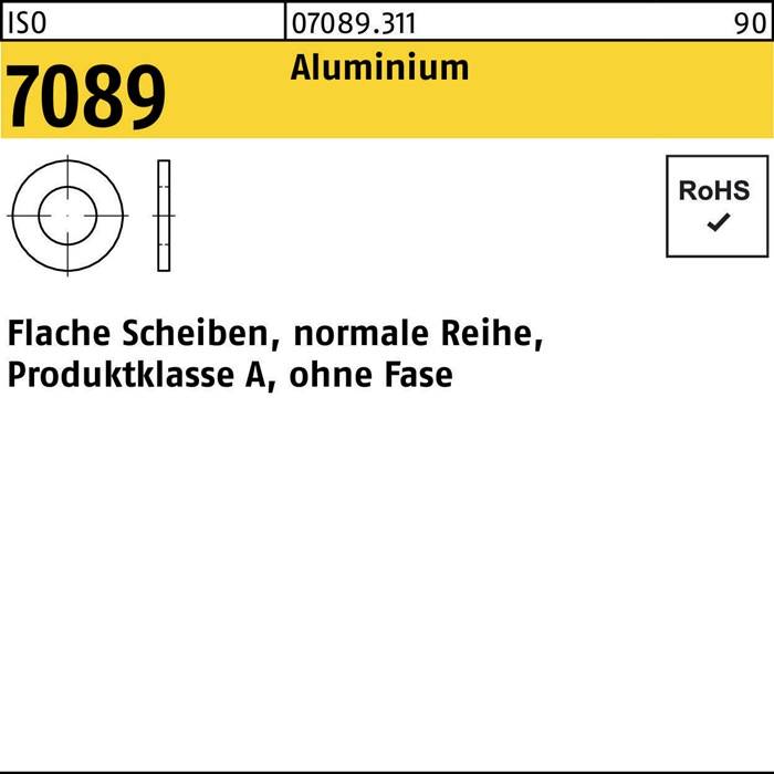 Unterlegscheibe ISO 7089 o.Fase 10 Aluminium 100 Stück
