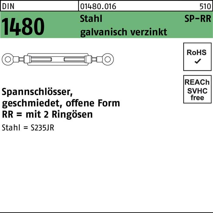 Spannschloss DIN 1480 offen 2Ringösen SP-RR M10 Stahl 3.6 galv.verz. 1St.
