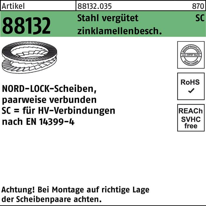 Unterlegscheibe R 88132 geklebt NL 16 SC Sta zinklamellenb. 100 Stück NORD-LOCK