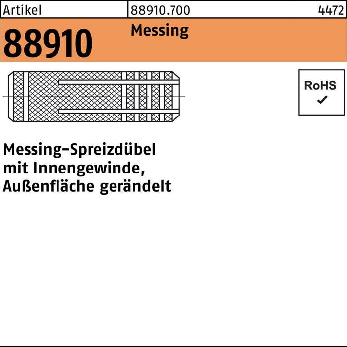 Spreizdübel R 88910 IG M10 /12x34 Messing gerändelt 100 Stück