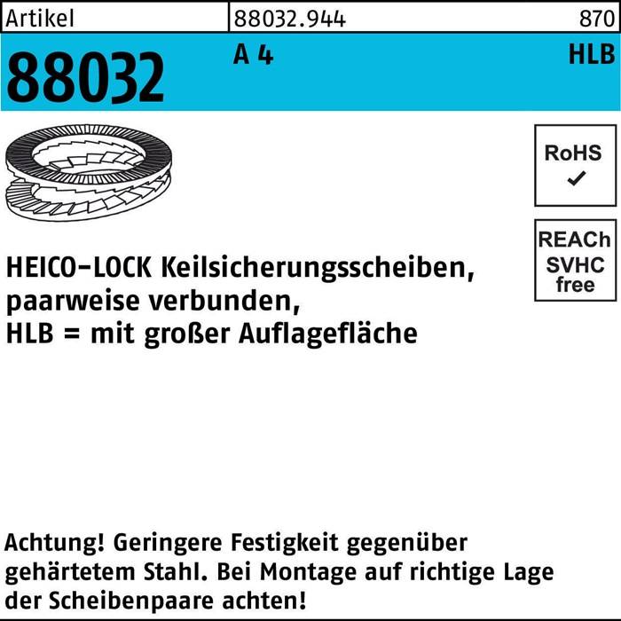 Keilsicherungsscheibe R 88032 HLB- 4S A 4 geklebt breit 200 Stück HEICO