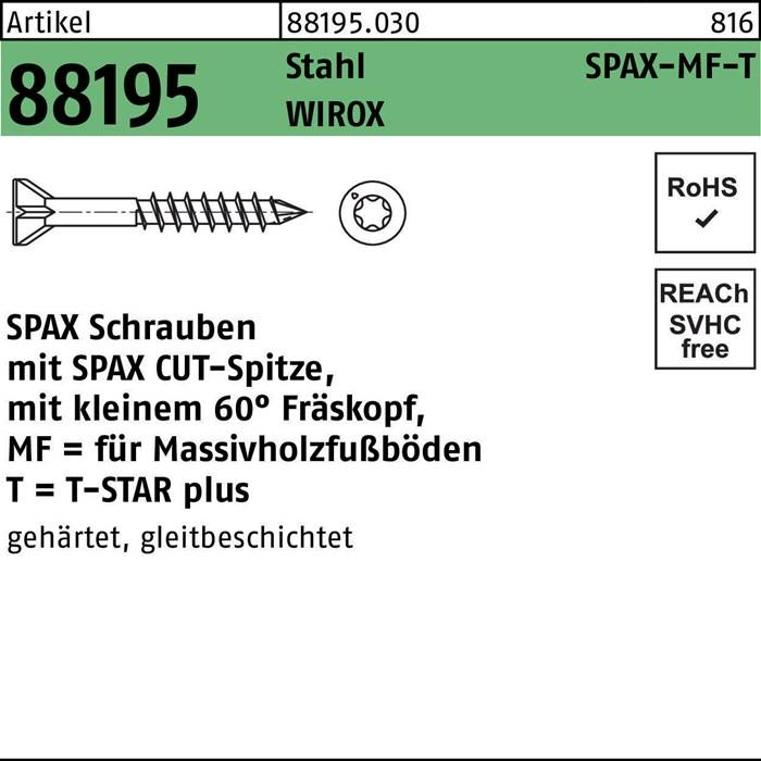 Schraube R 88195 SEKO SPAX-MF-T 3,5x45/25-T10 Stahl galv.verz. WIROx500St. SPAX