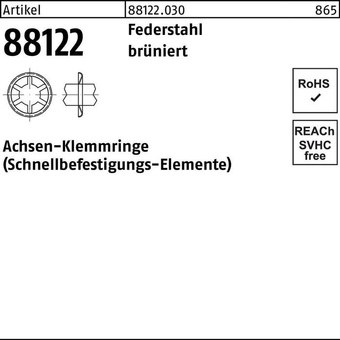 Achsenklemmring R 88122 FC 6x15,0x1,4 Federstahl brüniert 1000 Stück