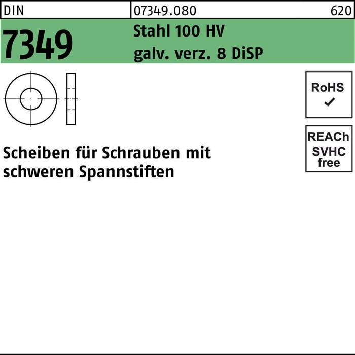 Scheibe DIN 7349 21x44x8 Stahl 100HV galv.verz. 8 DiSP 25 Stück