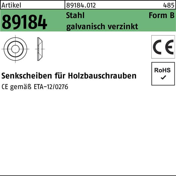 Senkscheibe R 89184 B 10 Stahl galv.verz. 50 Stück