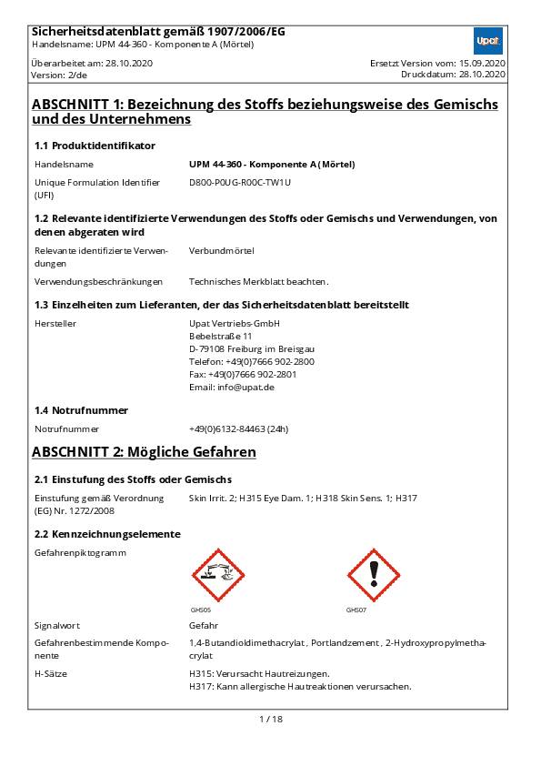 Injektionsmörtel R 88733 UPM 44 Profi-Box Kunstharz 1 Stück UPAT