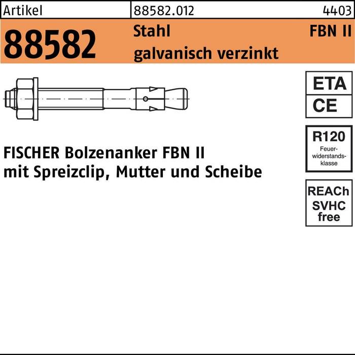Bolzenanker R 88582 FBN II 10/100 Stahl galv.verz. 20 Stück FISCHER
