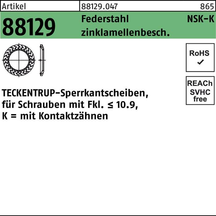 Sperrkantscheibe R 88129 NSK-K 8 Federstahl zinklamellenb. 1000St. TECKENTRUP