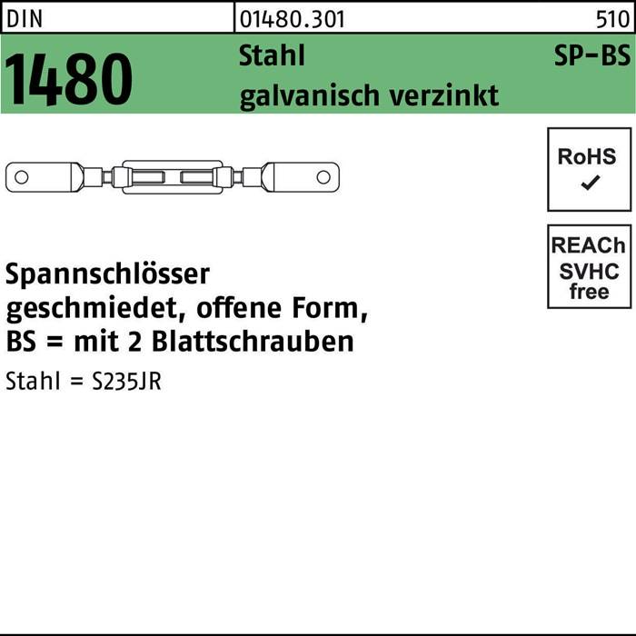 Spannschloss DIN 1480 offen 2Blattschrauben SP BS M24 Stahl 3.6 galv.verz. 1St.