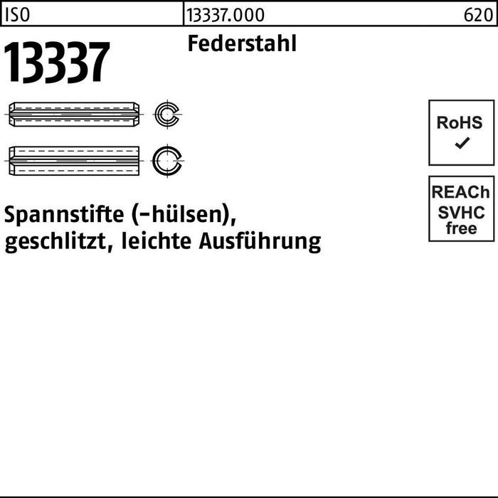 Spannstifthülse ISO 13337 geschlitzt 12x10 Federstahl leichte Ausf. 50 Stück