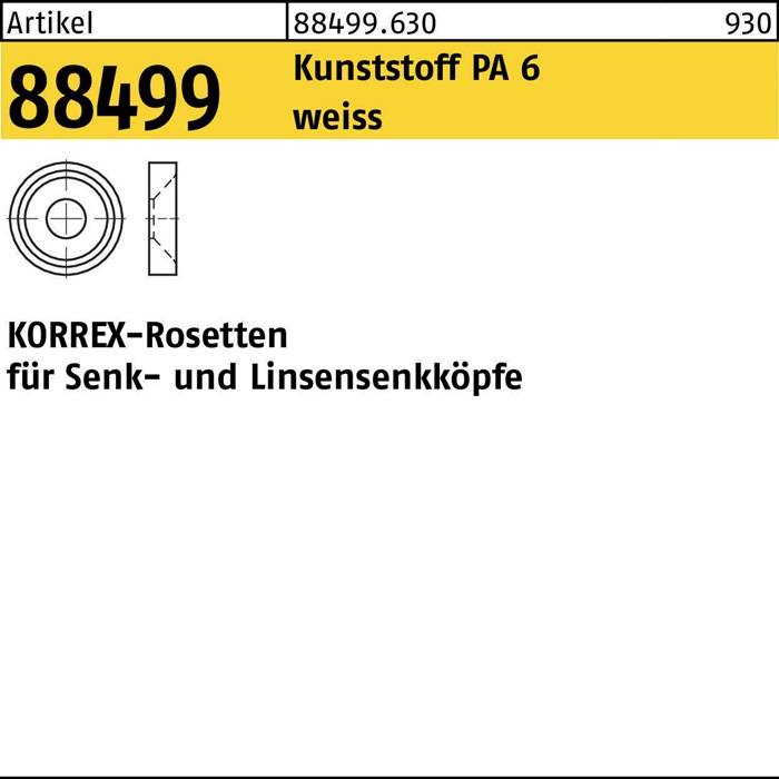 Rosette R 88499 KORREx803 - M3x2,0 Polyamid 6 weiß 100 Stück DUBO